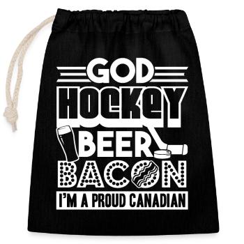 Hockey God Hockey Beer Bacon - Closable cotton gift bag (25x30cm) - black - Front