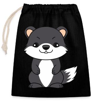 Humor little weasel - Closable cotton gift bag (25x30cm) - black - Front