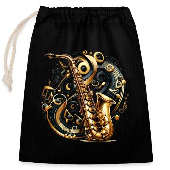 Saxophone, Symphony, Treble Clef, Blues, Music - Closable cotton gift bag (25x30cm) - black - Front