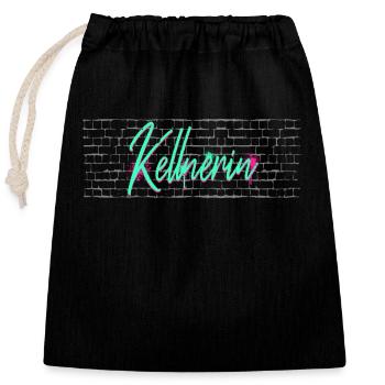 Gastronom-Wirt Abschluss-Geschenk Kellnerin - Verschließbarer Geschenkbeutel aus Baumwolle (25x30cm) - Schwarz - Vorne