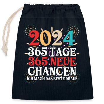 Neujahr Feuerwerk Silvester 2024 - Verschließbarer Geschenkbeutel aus Baumwolle (25x30cm) - Navy - Vorne