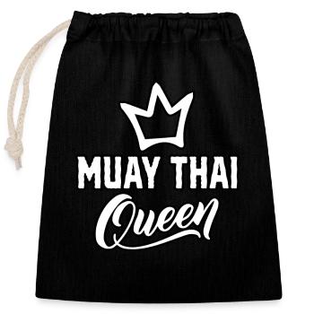 Reine du Muay Thai - Sac cadeau en coton avec cordon (25 x 30 cm) - noir - Devant
