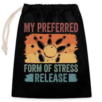 Bowling - Ma forme préférée de libération du stress - Sac cadeau en coton avec cordon (25 x 30 cm) - noir - Devant