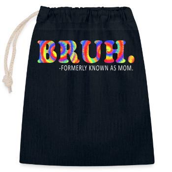 Bruh Formerly Known As Mom - Closable cotton gift bag (25x30cm) - navy - Front