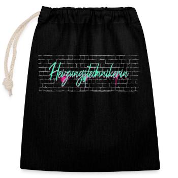 Installateur Abschluss-Geschenk - Verschließbarer Geschenkbeutel aus Baumwolle (25x30cm) - Schwarz - Vorne