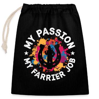 Farrier My Passion My Farrier Job Blacksmithing - Closable cotton gift bag (25x30cm) - black - Front