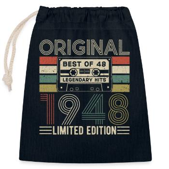 Eleganter Jahrgang '48 - Verschließbarer Geschenkbeutel aus Baumwolle (25x30cm) - Navy - Vorne