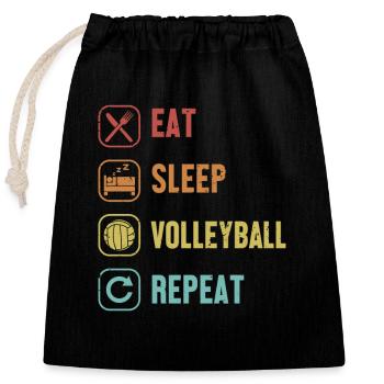 Eat Sleep Volleyball Répéter Joueur de volley-ball - Sac cadeau en coton avec cordon (25 x 30 cm) - noir - Devant