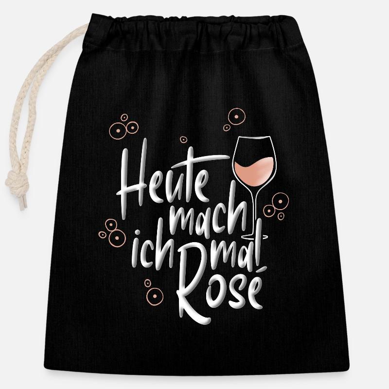 Lustiger Trinkspruch Rosé Wein - Verschließbarer Geschenkbeutel aus Baumwolle (25x30cm) - Schwarz