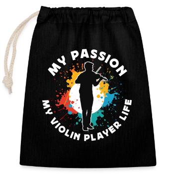 Violoniste Ma passion Mon violon Musique classique - Sac cadeau en coton avec cordon (25 x 30 cm) - noir - Devant