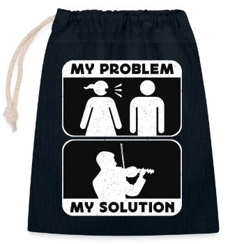 Violoniste Mon problème Ma solution Pictogramme Papa - Sac cadeau en coton avec cordon (25 x 30 cm) - bleu marine - Devant