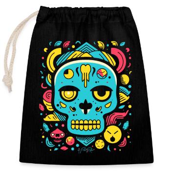 Pop Cartoon, Animal Skull - Closable cotton gift bag (25x30cm) - black - Front