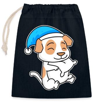 Jack Russell Terrier Sleeping Fatigue Dog - Closable cotton gift bag (25x30cm) - navy - Front
