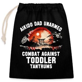 Aïkido Papa combat à mains nues contre les crises de colère des tout-petits - Sac cadeau en coton avec cordon (25 x 30 cm) - noir - Devant