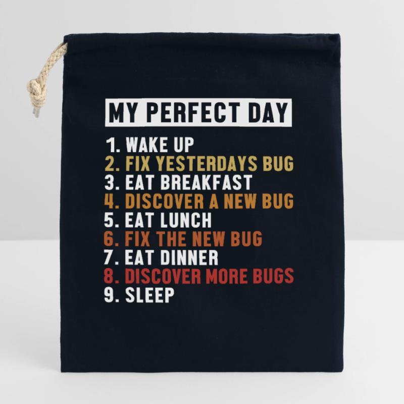 Fix Bugs Perfect Day Developer Coder Programmierer Verschließbarer Geschenkbeutel aus Baumwolle (25x30cm)