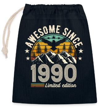 Vintage 1990 Anniversaire Rétro - Sac cadeau en coton avec cordon (25 x 30 cm) - bleu marine - Devant