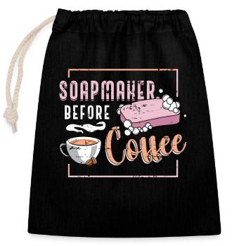 Savonnier avant le café savon artisanat amateur de café - Sac cadeau en coton avec cordon (25 x 30 cm) - noir - Devant