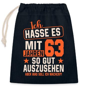 Legendärer 63. Geburtstagsspruch - Verschließbarer Geschenkbeutel aus Baumwolle (25x30cm) - Navy - Vorne