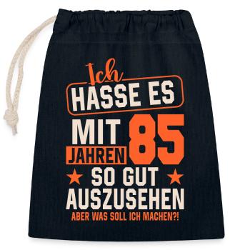 85 Jahre Vintage Geburtstag - Verschließbarer Geschenkbeutel aus Baumwolle (25x30cm) - Navy - Vorne