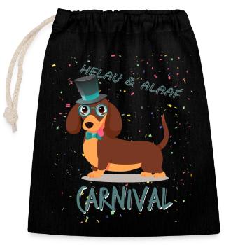 Gentleman, Dachshund, Carnival, Carnival, Helau Alaaf - Closable cotton gift bag (25x30cm) - black - Front