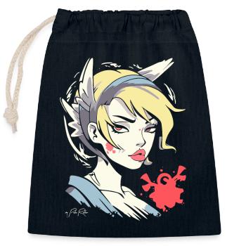Your Hot Anime Angel Girl - Closable cotton gift bag (25x30cm) - navy - Front