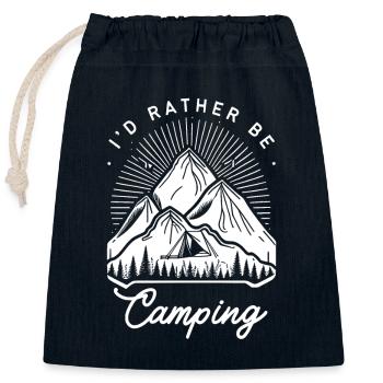 Citation sur le camping dans la nature Rather Be Camping - Sac cadeau en coton avec cordon (25 x 30 cm) - bleu marine - Devant