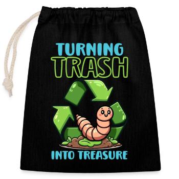 Lombriciculture Jardinage de vers de terre Vermiculture - Sac cadeau en coton avec cordon (25 x 30 cm) - noir - Devant