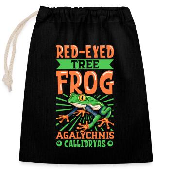 Red-eyed tree frog - Closable cotton gift bag (25x30cm) - black - Front