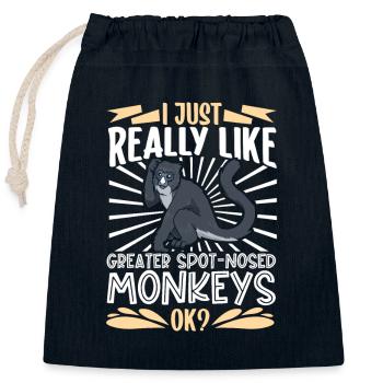 J’adore les grands singes museaux - Sac cadeau en coton avec cordon (25 x 30 cm) - bleu marine - Devant