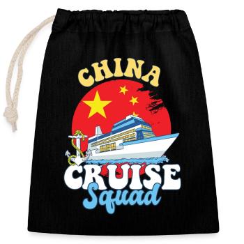 Voyage de vacances en famille China Cruise Squad - Sac cadeau en coton avec cordon (25 x 30 cm) - noir - Devant