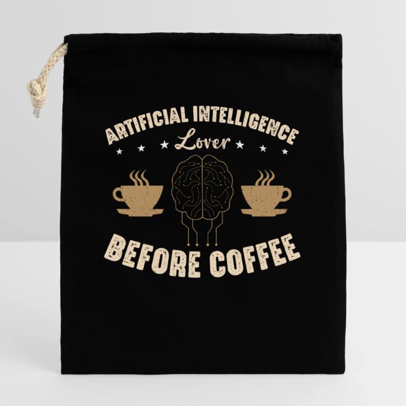 Artificial Intelligence Lover Before Robots Coffee Closable cotton gift bag (25x30cm)