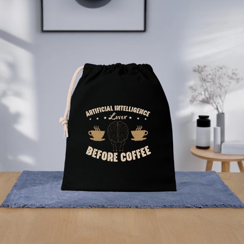 Artificial Intelligence Lover Before Robots Coffee Closable cotton gift bag (25x30cm)