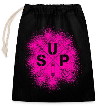 Stand Up Paddle SUP Board Standup Paddling - Verschließbarer Geschenkbeutel aus Baumwolle (25x30cm) - Schwarz - Vorne