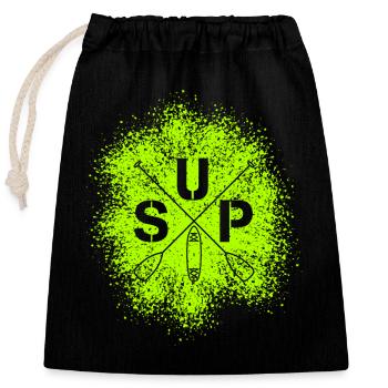 Stand Up Paddle SUP Board Standup Paddling - Verschließbarer Geschenkbeutel aus Baumwolle (25x30cm) - Schwarz - Vorne