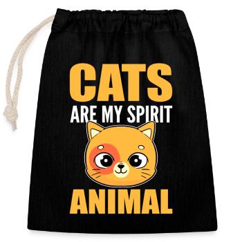 Cats Are My Spirit Animal Kitten Domestic Cat Cat - Closable cotton gift bag (25x30cm) - black - Front