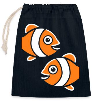 Humour petit poisson clown - Sac cadeau en coton avec cordon (25 x 30 cm) - bleu marine - Devant