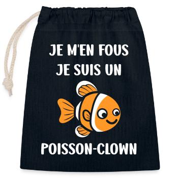 Humour petit poisson clown - Sac cadeau en coton avec cordon (25 x 30 cm) - bleu marine - Devant