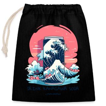 Japanische Anzeige: Trinke Kanagawa Soda - Verschließbarer Geschenkbeutel aus Baumwolle (25x30cm) - Schwarz - Vorne