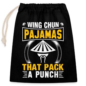 Des pyjamas Wing Chun qui ont du punch - Sac cadeau en coton avec cordon (25 x 30 cm) - noir - Devant