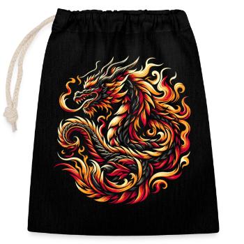 Dragon Fire Chinese Dragon Zodiac Symbol - Closable cotton gift bag (25x30cm) - black - Front