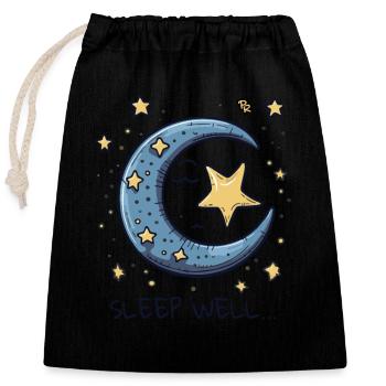 Dors bien, douce lune et étoiles - Sac cadeau en coton avec cordon (25 x 30 cm) - noir - Devant