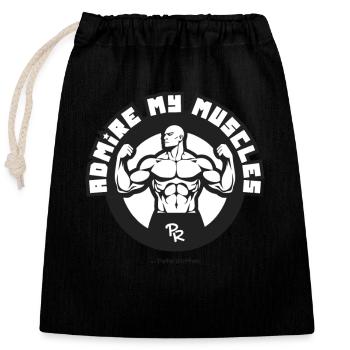 Bewundere meine Muskeln bw, muskulöser Bodybuilder - Verschließbarer Geschenkbeutel aus Baumwolle (25x30cm) - Schwarz - Vorne