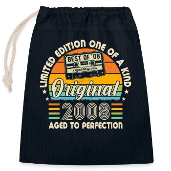 Legends Born in 2008 - Closable cotton gift bag (25x30cm) - navy - Front