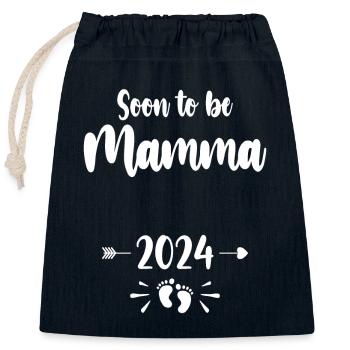 Mamma Soon To Be Mom 2024 Mother Pregnant Kids Mot - Closable cotton gift bag (25x30cm) - navy - Front