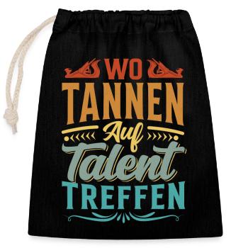 Retro Förster Waldarbeiter Spruch - Tanne - Verschließbarer Geschenkbeutel aus Baumwolle (25x30cm) - Schwarz - Vorne