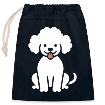 Humour chien petit caniche - Sac cadeau en coton avec cordon (25 x 30 cm) - bleu marine - Devant