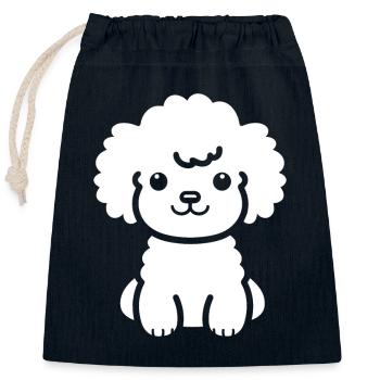 Humour chien petit caniche - Sac cadeau en coton avec cordon (25 x 30 cm) - bleu marine - Devant