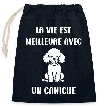Humour chien petit caniche - Sac cadeau en coton avec cordon (25 x 30 cm) - bleu marine - Devant