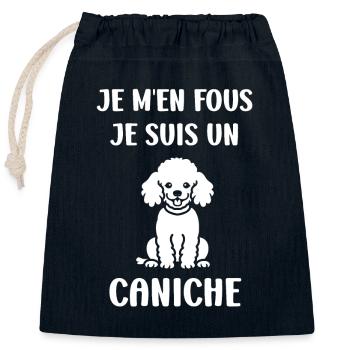 Humour chien petit caniche - Sac cadeau en coton avec cordon (25 x 30 cm) - bleu marine - Devant