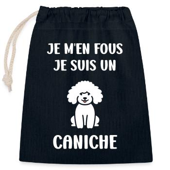 Humour chien petit caniche - Sac cadeau en coton avec cordon (25 x 30 cm) - bleu marine - Devant